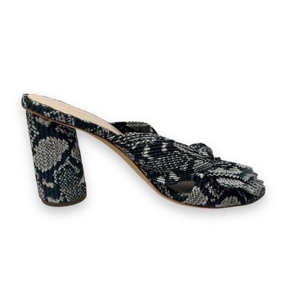 Loeffler Randall Penny Pleated Knot Mule Slip On Sandal Snake Black 8 Women’s - Picture 6 of 11